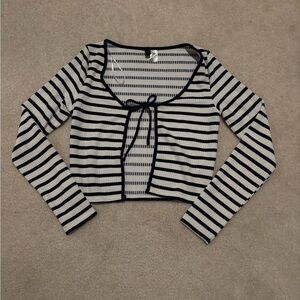 H&M Striped Navy and White Cardigan